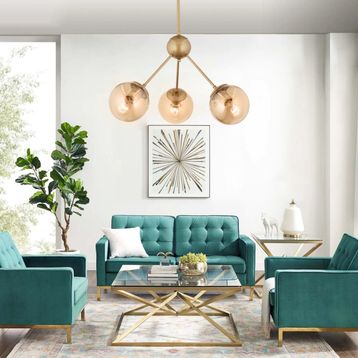 Apliqa Meyo 3 Lü Eskitme Bal Camlı Salon Avize