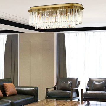 Apliqa Nilüfer Dikdörtgen Eskitme Kristalli Taşlı Modern Tasarım Yemek Masa Üstü Kristal Salon Avize