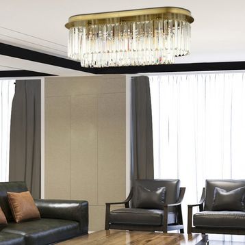 Apliqa Nilüfer Dikdörtgen Eskitme Kristalli Taşlı Modern Tasarım Yemek Masa Üstü Kristal Salon Avize