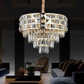 Apliqa Orrel 8'li Gold Kristal Taşlı Modern Avize