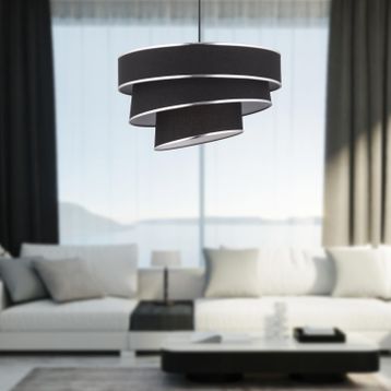 Apliqa Paoni Siyah Gümüş Detaylı Modern Koridor-Yatak Odası-Salon 3 Katlı Avize