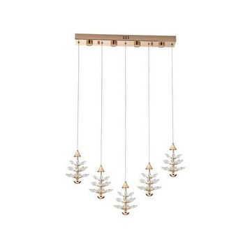 Apliqa Serap 5'li 62 Watt 3000K Sıralı Gold Kristal Taşlı Ledli Salon Avize