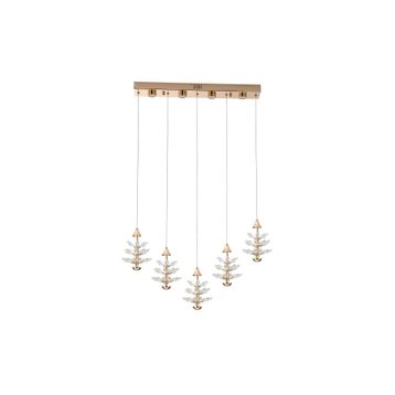 Apliqa Serap 5'li 62 Watt 3000K Sıralı Gold Kristal Taşlı Ledli Salon Avize