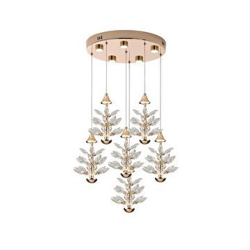 Apliqa Serap 6'lı 65 Watt 3000K Yuvarlak Gold Kristal Taşlı Ledli Salon Avize