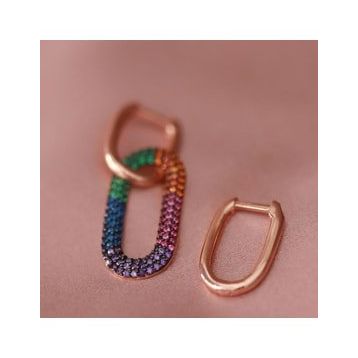 APM Monaco Renkli Zirkon Taşlı Rose Gold Kaplama Gümüş Küpe