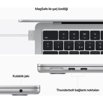 Apple MacBook Air MLXY3TU/A M2 Çip 8GB RAM 256GB macOS Monterey 13.6 inç Gümüş Laptop - Notebook