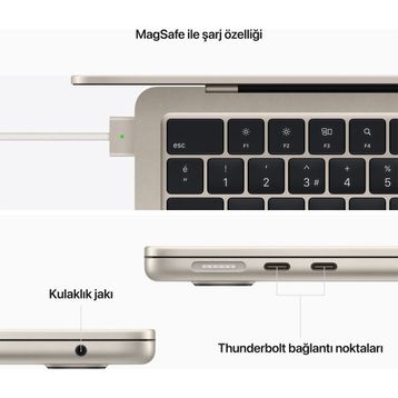 Apple MacBook Air MLY23TU/A M2 8GB RAM 512GB RAM macOS Monterey 13.6 inç Yıldız Işığı Laptop - Notebook