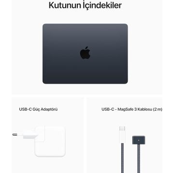 Apple MacBook Air MLY33TU/A M2 8CPU 8GPU 8GB RAM 256GB SSD macOS 13.6 inç Gece Yarısı Laptop - Notebook