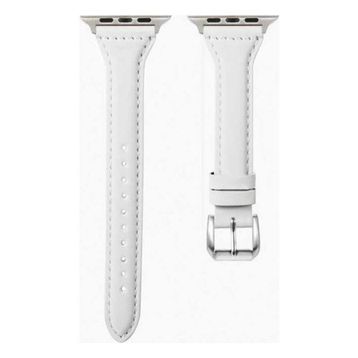 Apple Watch KRD-28 44mm Deri Kordon Beyaz