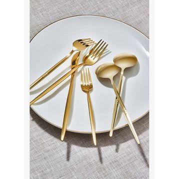 Apricot Faro 24 Parça 6 Kişilik Shiny Gold Kutulu Çatal Kaşık Bıçak