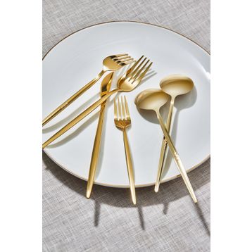 Apricot Faro 24 Parça 6 Kişilik Shiny Gold Kutulu Çatal Kaşık Bıçak