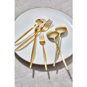 Apricot Faro 24 Parça 6 Kişilik Shiny Gold Kutulu Çatal Kaşık Bıçak