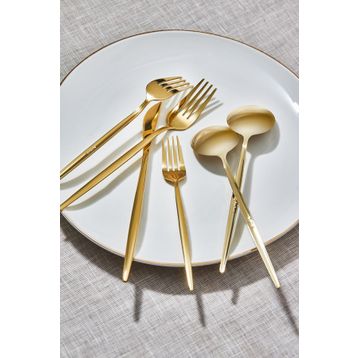 Apricot Faro 24 Parça 6 Kişilik Shiny Gold Kutulu Çatal Kaşık Bıçak