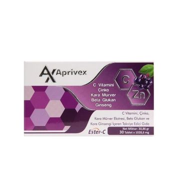 Aprivex C Vitamini Çinko Kara Mürver Beta Glukan Ginseng 30 Tablet