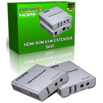 Apronx APX-USB60M CAT5E-CAT6 60 mt USB HDMI Extender