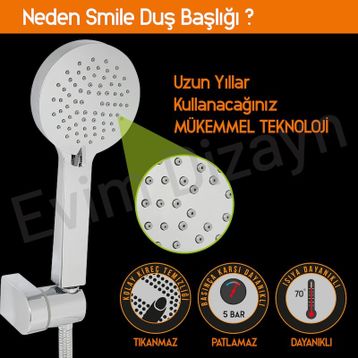 Aqua Bagno Smile 3 Fonksiyonlu Duş Başlığı
