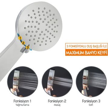 Aqua Bagno Smile 3 Fonksiyonlu Duş Başlığı