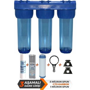 Aqua Bella Spring Forte Daire Girişi 3'lü Kum Çamur Önleyici Su Arıtma Cihazı Filtre Sistemi