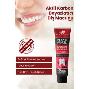 Arap Makyaj Dünyası Black Diamond 100 ml Aktif Karbon Beyazlatıcı Diş Macunu