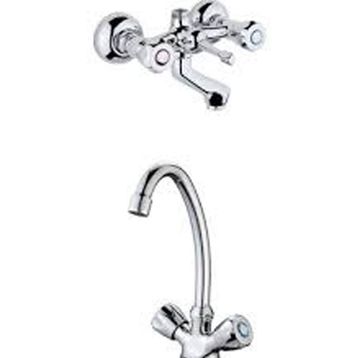 Arçe Krom Klasik Çevirmeli Banyo ve Eviye Bataryası