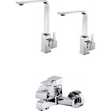 Arçe Siyah Mutfak Evye Banyo Lavabo Batarya Seti