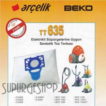 Arçelik - Beko S6300 6350 6355 6355YP 6360 6380Y Süpürge 20 Adet Toz Torbası