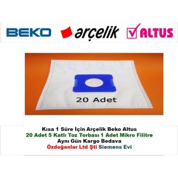 Arçelik S 4240-S 4250-S 6260 Süpürge Bez Toz Torbası