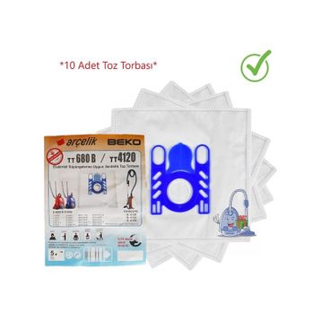Arçelik S 6840 Bez 10 Adet Süpürge Torbası
