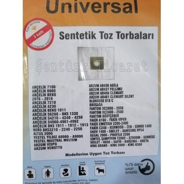 Arçelik S 7210 Elektrik Süpürgesi Kumaş Bez 3 Katlı 5 Adet Toz Torbası