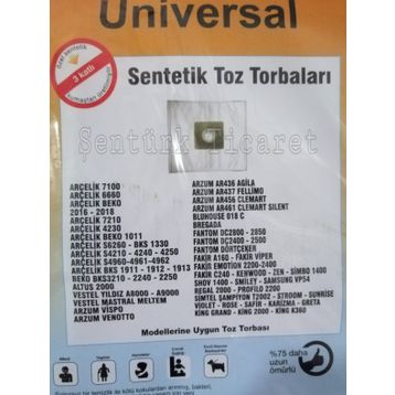 Arçelik S 7210 Elektrik Süpürgesi Kumaş Bez 3 Katlı 5 Adet Toz Torbası