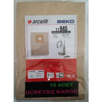 Arçelik S5911 S 5941 S6945 Kağıt Süpürge 10'lu Toz Torbası