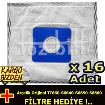 Arçelik TT660 - S6640 - S6650 - S6660 16 Adet Toz Torbası
