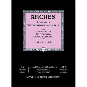 Arches Hot Press Natural White 185 gr A4 15 Sayfa Sulu Boya Defteri