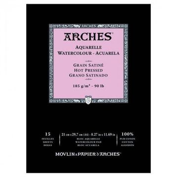 Arches Hot Press Natural White 185 gr A4 15 Sayfa Sulu Boya Defteri