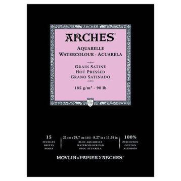 Arches Hot Press Natural White 185 gr A4 15 Sayfa Sulu Boya Defteri
