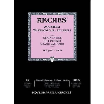 Arches Hot Press Natural White 185 gr A4 15 Sayfa Sulu Boya Defteri