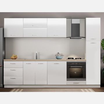 Argemon Roma 90x255x60 cm 3 Çekmeceli Ahşap Beyaz Mutfak Dolabı