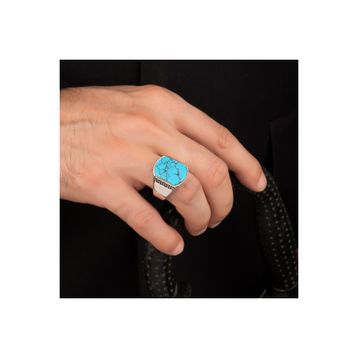 Argento Silver 925 Ayar Firuze Taşlı Gümüş Yüzük
