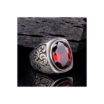 Argento Silver Kırmızı Zirkon Taşlı 925 Ayar Gümüş Yüzük