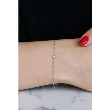 Argentum Concept B038501 Zirkon Tek Taşlı Gümüş Bileklik