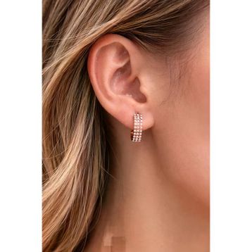Argentum Concept K022601 925 Ayar Zirkon Taşlı Rose Halka Kadın Gümüş Küpe