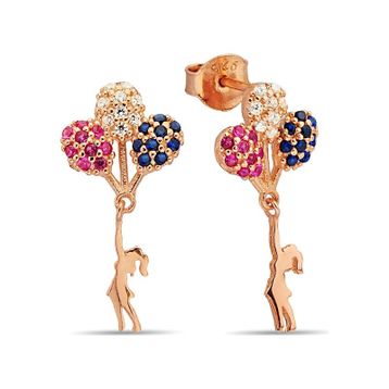 Argentum Concept K094701 Gümüş Rose Balonlu Kız Küpe