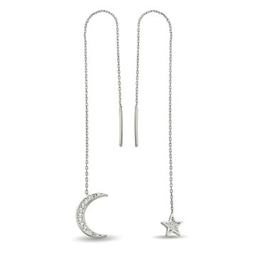 Argentum Concept K095701 925 Ayar Gümüş Ay-Yıldız Zincir Kadın Küpe