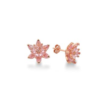 Argentum Concept K097201 Gümüş Pembe Lotus Çiçeği Küpe