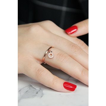 Argentum Concept Y021901 Ö Harfi Gümüş Rose Yüzük
