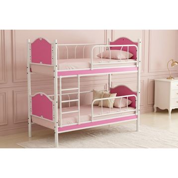 Argimo 90x190 cm Pembe Beyaz İnci Bebek Metal Ranza