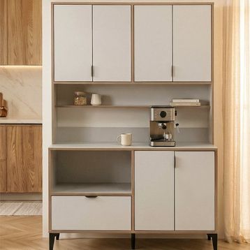 Argimo Arya 44x127x190 cm Beyaz Çok Amaçlı Mutfak Dolabı Kahve Köşesi