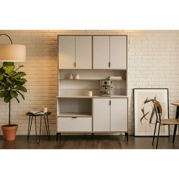 Argimo Arya 44x127x190 cm Beyaz Çok Amaçlı Mutfak Dolabı Kahve Köşesi