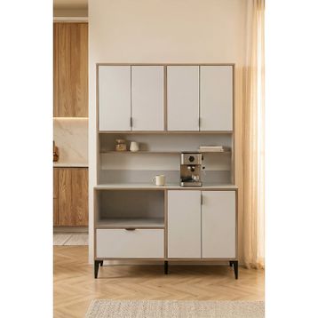 Argimo Arya 44x127x190 cm Beyaz Çok Amaçlı Mutfak Dolabı Kahve Köşesi