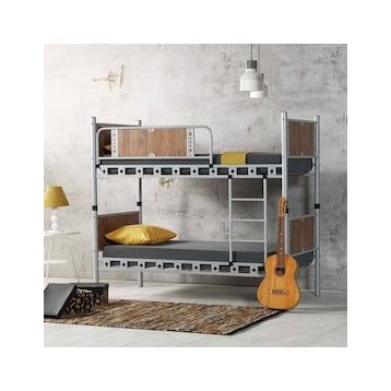 Argimo Elegan 90x190 cm Genç Çocuk Odası Ahşap Başlıklı Metal Cappuccino Ranza ve Karyola